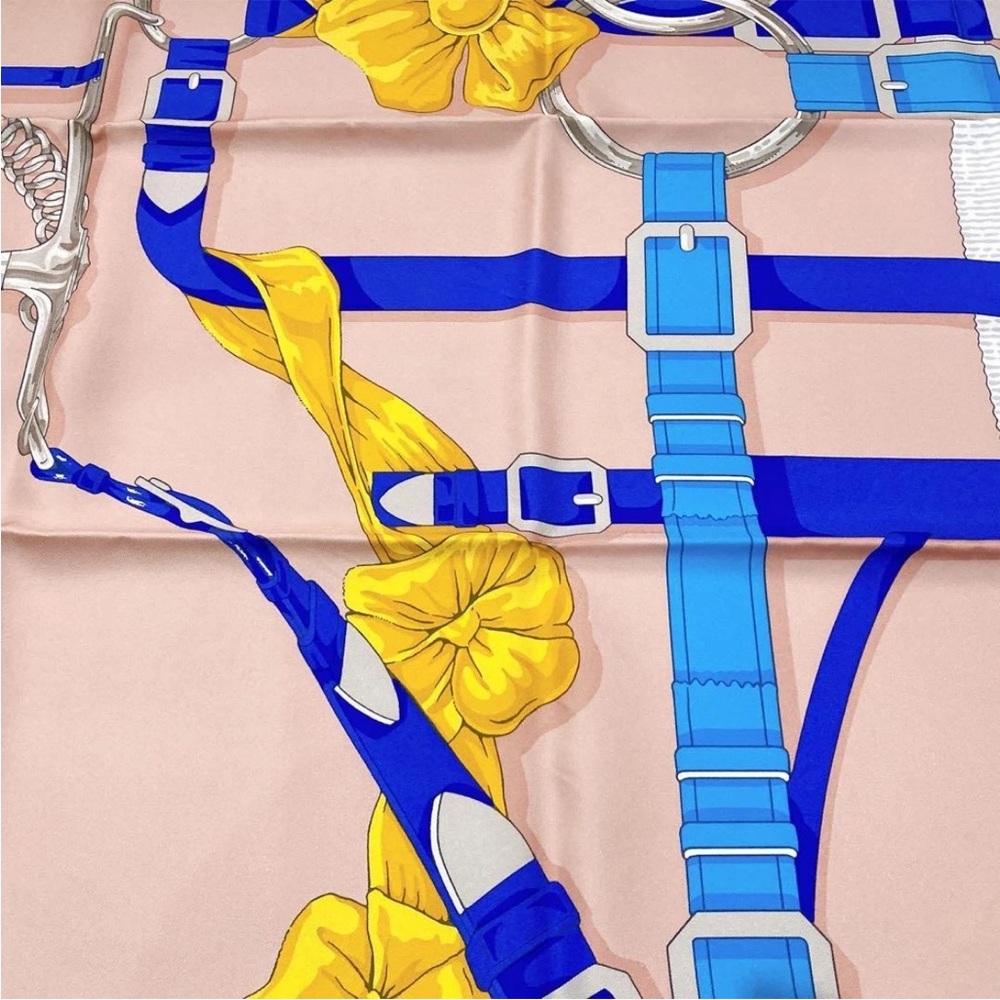 Hermes Blue and Yellow Floral Scarf - Picture 6 of 8